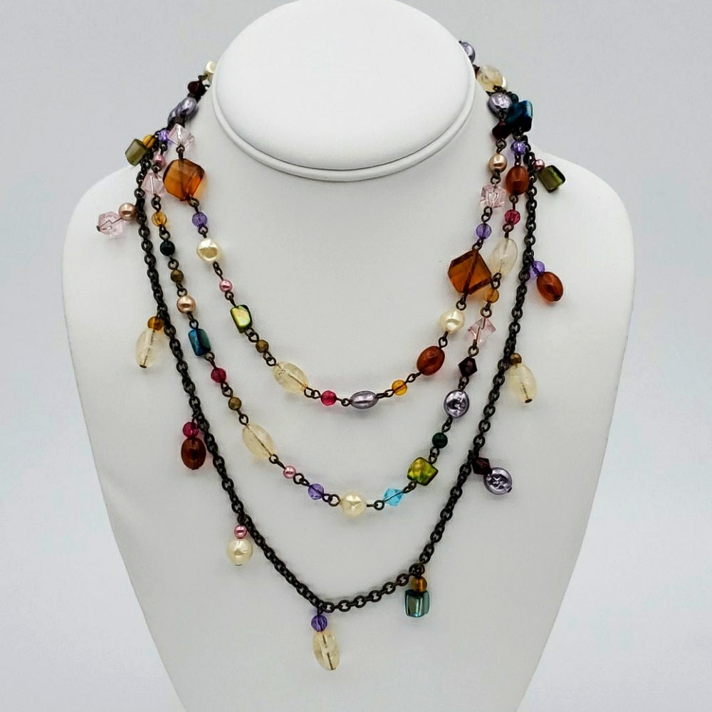 Cookie Lee 3 Strand Mixed Beads Necklace - Picture 2 of 7